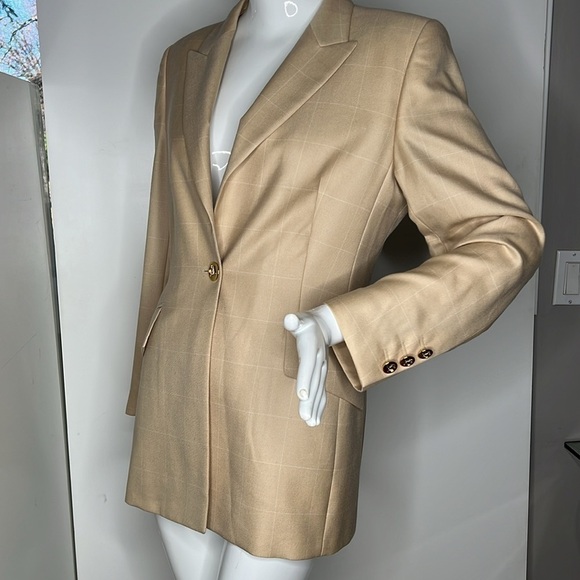 Escada Sz 38 Cashmere Structures Single Button Fully Lined Blazer Jacket